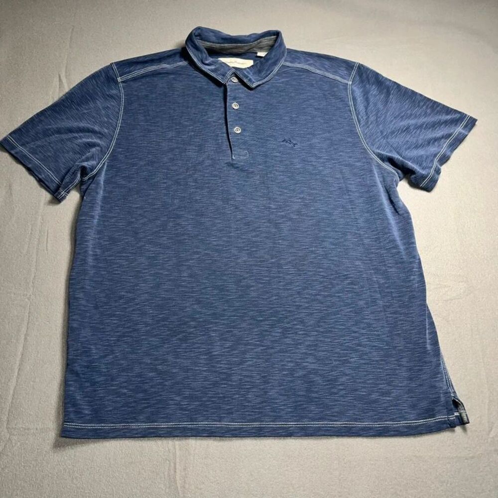 Tommy Bahama Mens XL heathered blue collard shirt Tencel